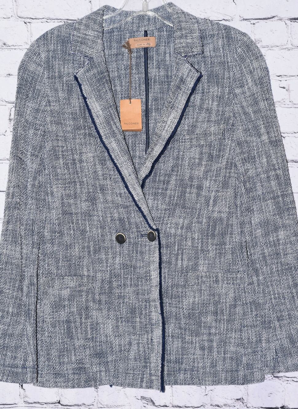 FALCONERI Cotton Tweed Women's Chambray Double Breasted Blazer Size Small NWT